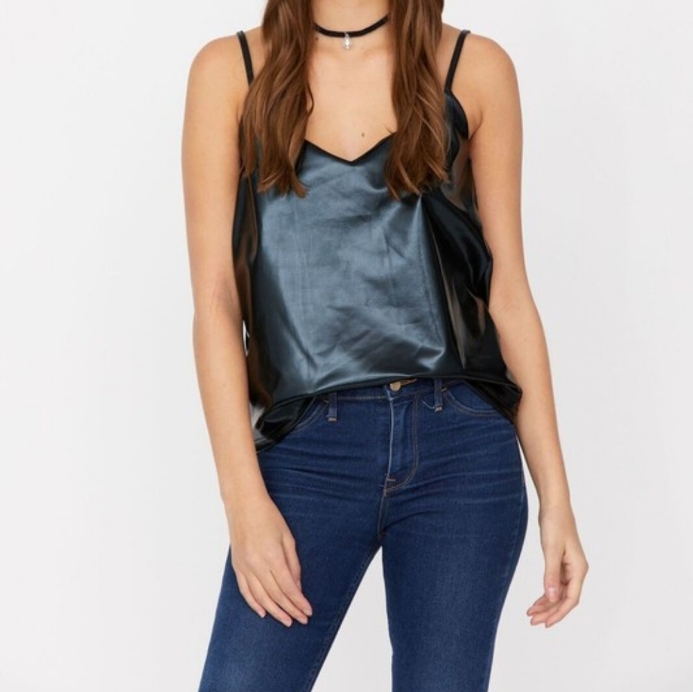 Flavia Black Metallic Tank Top